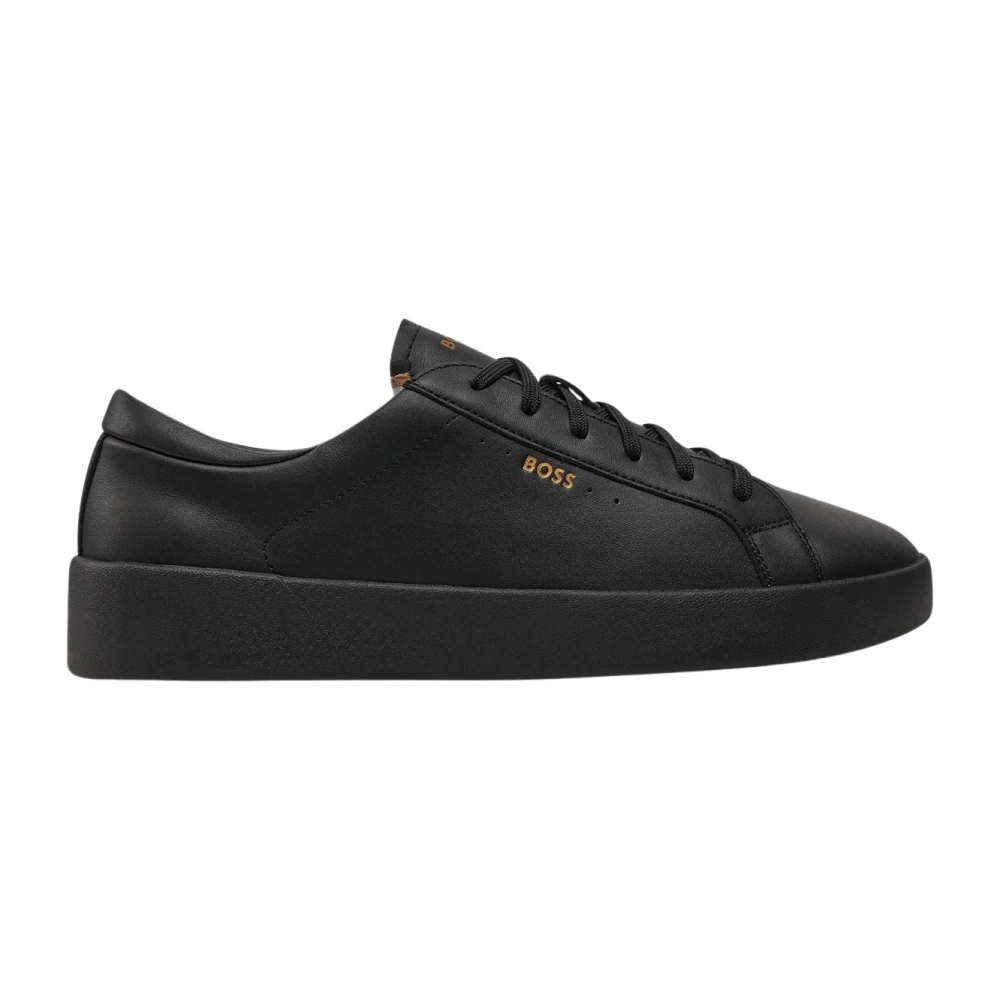 Hugo Zwarte leren sneakers met logo aan de zijkant Heren Schoenen