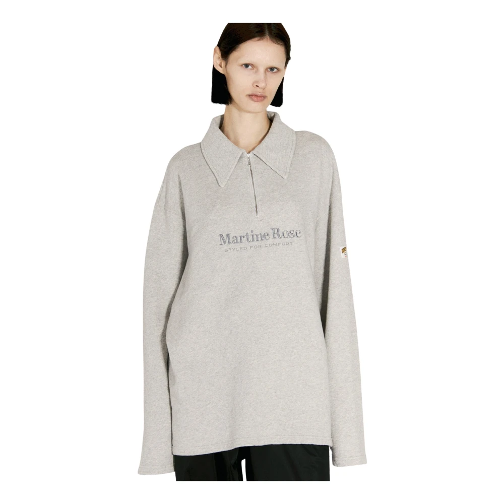 Martine Rose Geborduurde Zip-Up Polo Sweatshirt Gray Dames