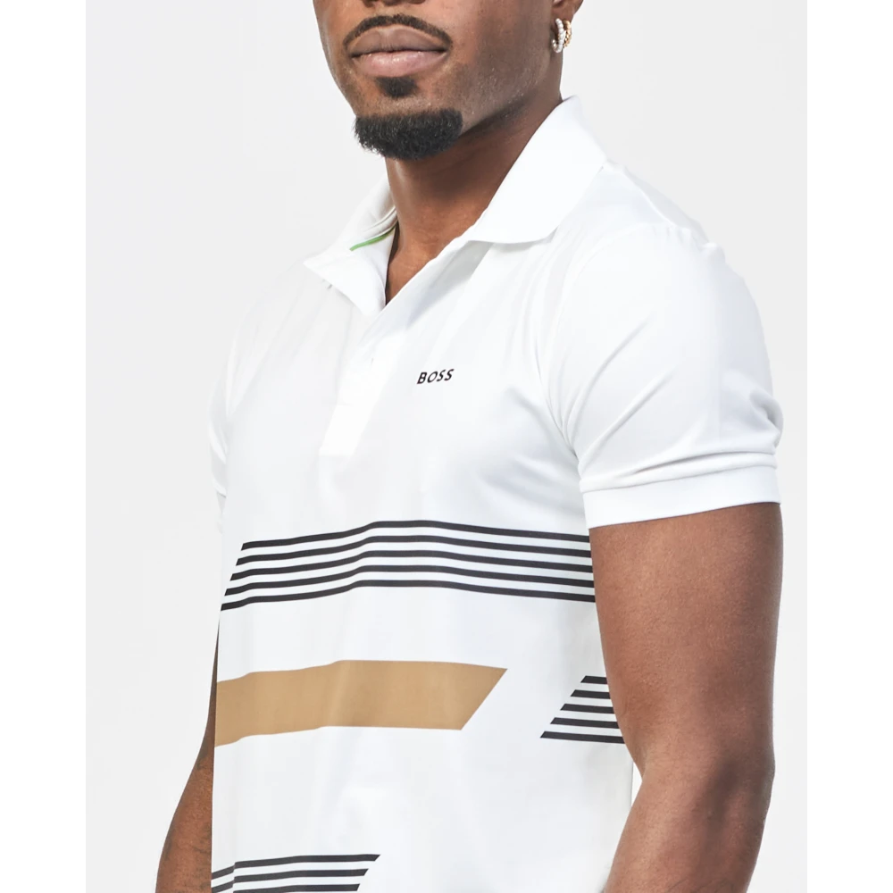 Hugo Boss Dynamische Polo met Logo en Strepen White Heren