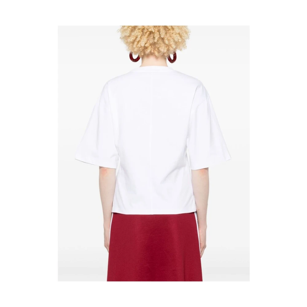 Ganni Witte Katoenen Logo T-shirt White Dames