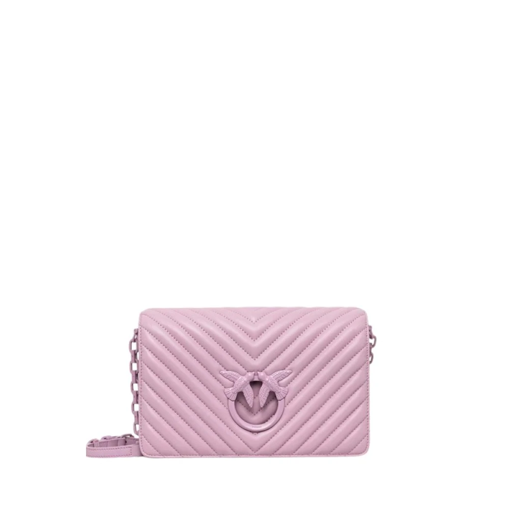Pinko Lila Leren Schoudertas Purple Dames