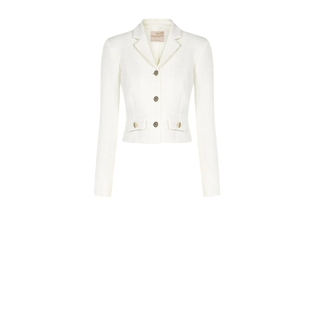 RINASCIMENTO Tweed kort jasje met lurexstiksels White Dames