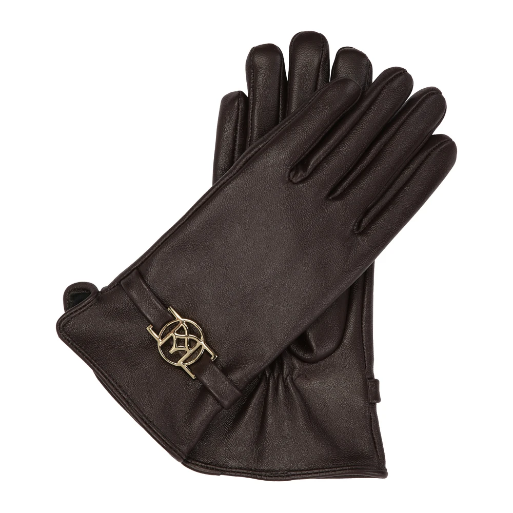 Kazar Bruine leren handschoenen met monogram Brown Dames