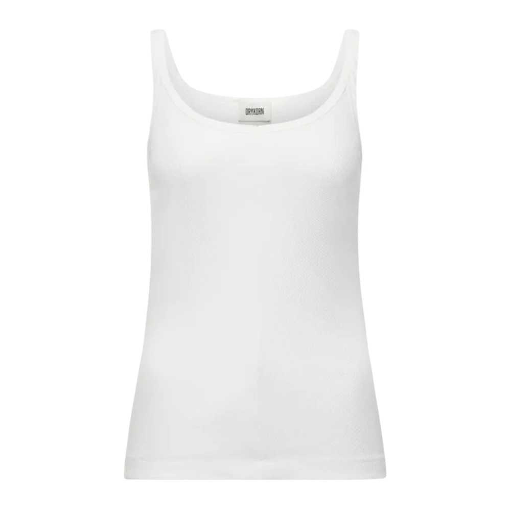 Drykorn White Sleeveless Tops, Female, L, Ribbed Tank Top Sornin Style
