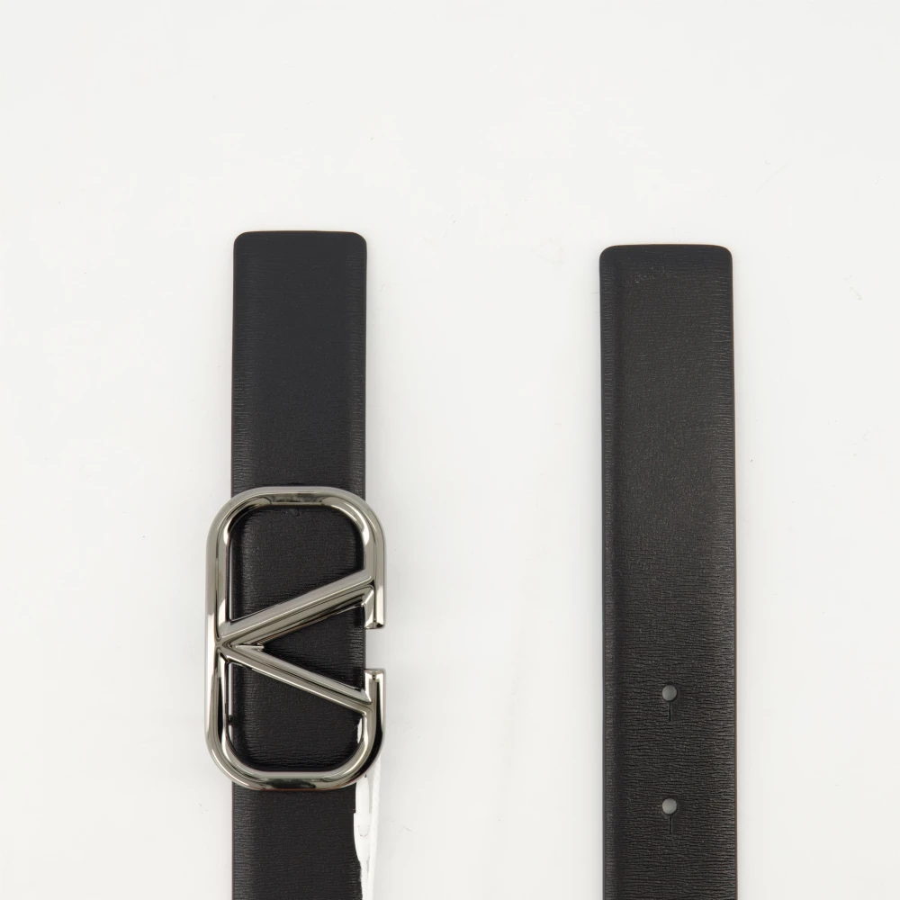 Valentino Garavani Zwarte VLogo Leren Riem Black Heren