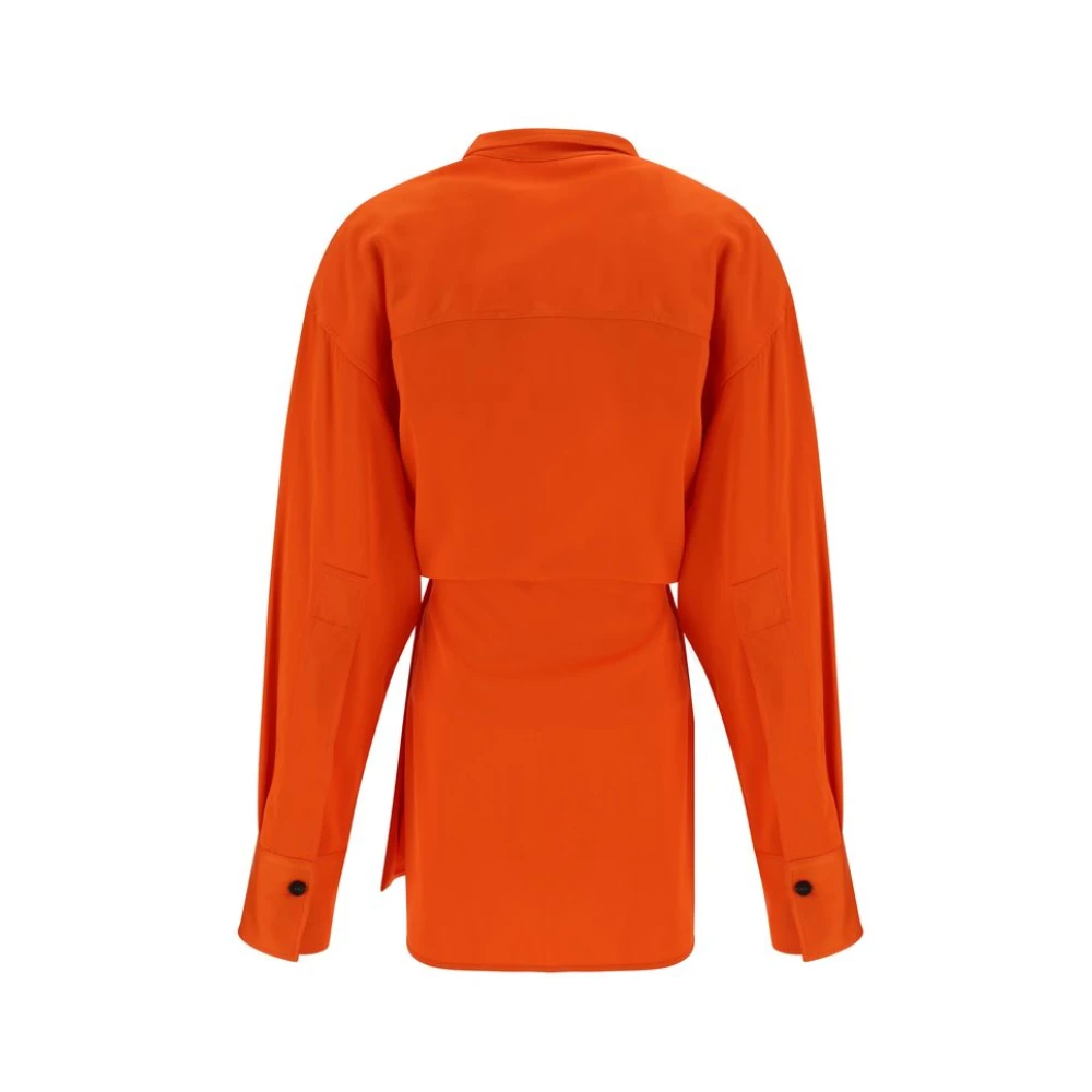 Salvatore Ferragamo Kimono Sluiting Klassiek Overhemd Orange Dames