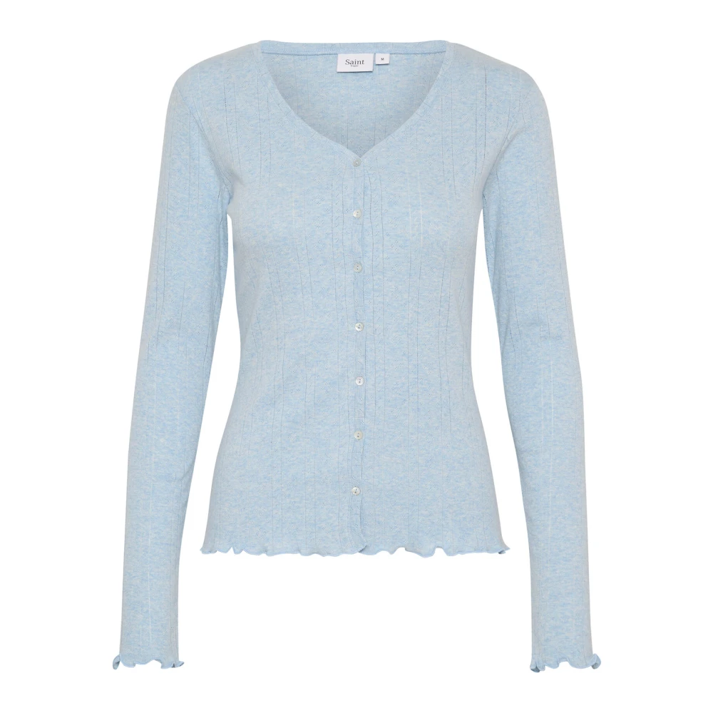 Saint Tropez Heather Melange Cardigan Top Blue Dames