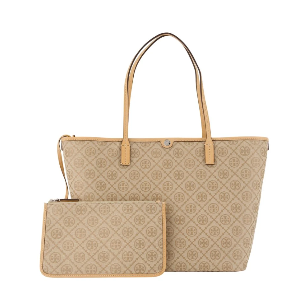 Tory Burch Beige T Monogram Zip Tote - Female - Shopping Bags - One Size - Bags