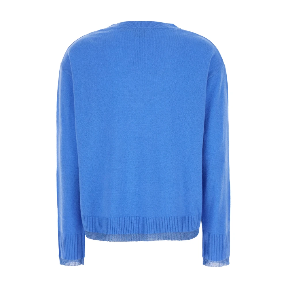 pinko Blauwe Katoenen V-Hals Trui Blue Dames