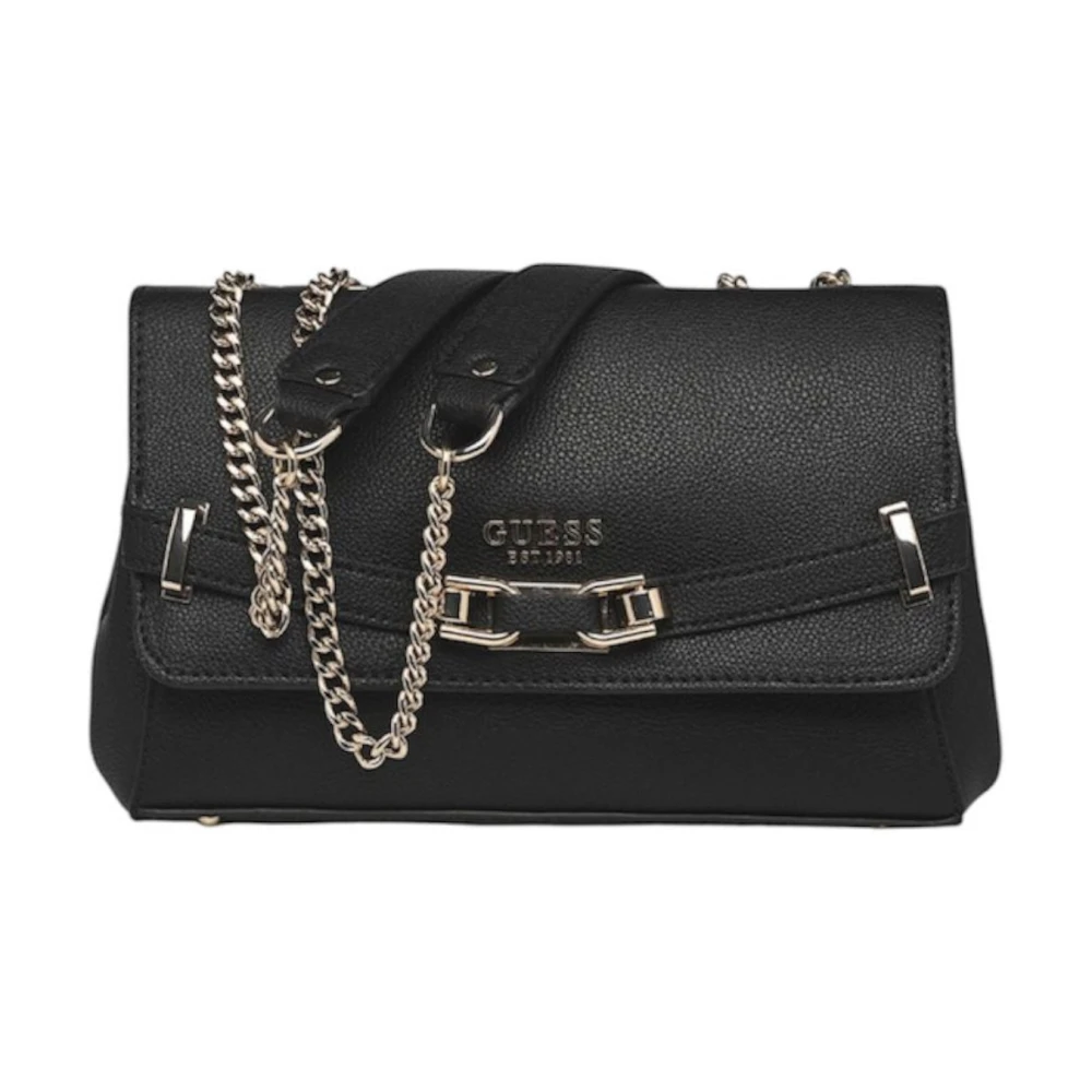 Guess Zwarte Schoudertas met Kettingriem Black Dames
