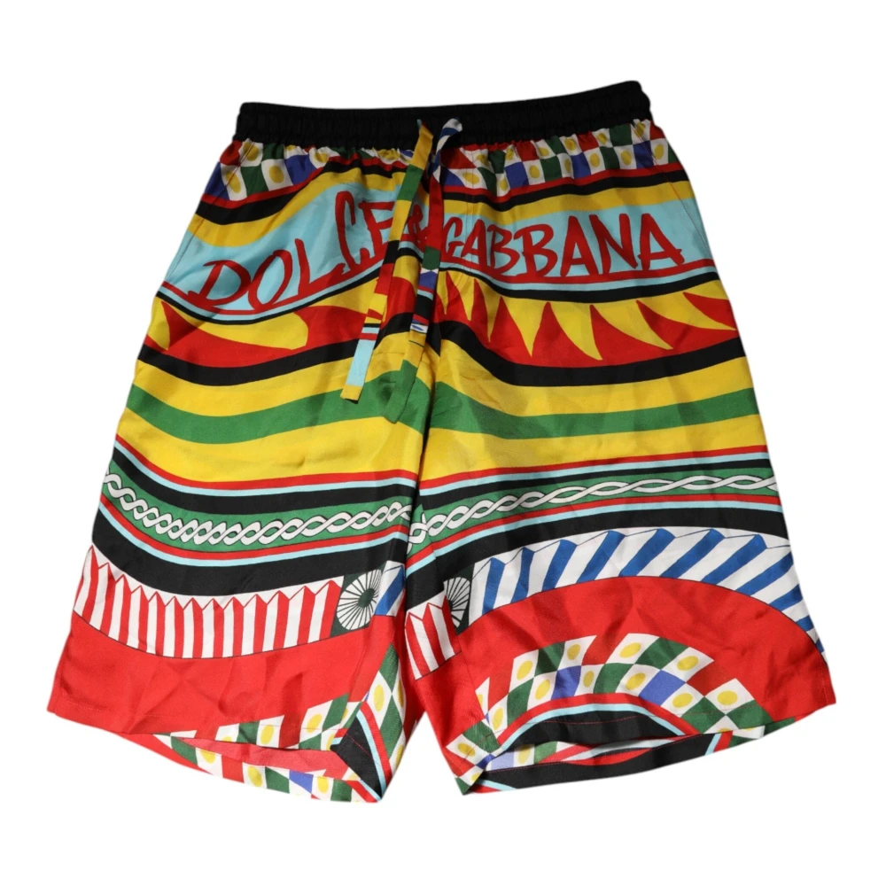 Dolce & Gabbana Men's Multicolor Drawstring Swim Shorts - Beachwear - M - Swimwear