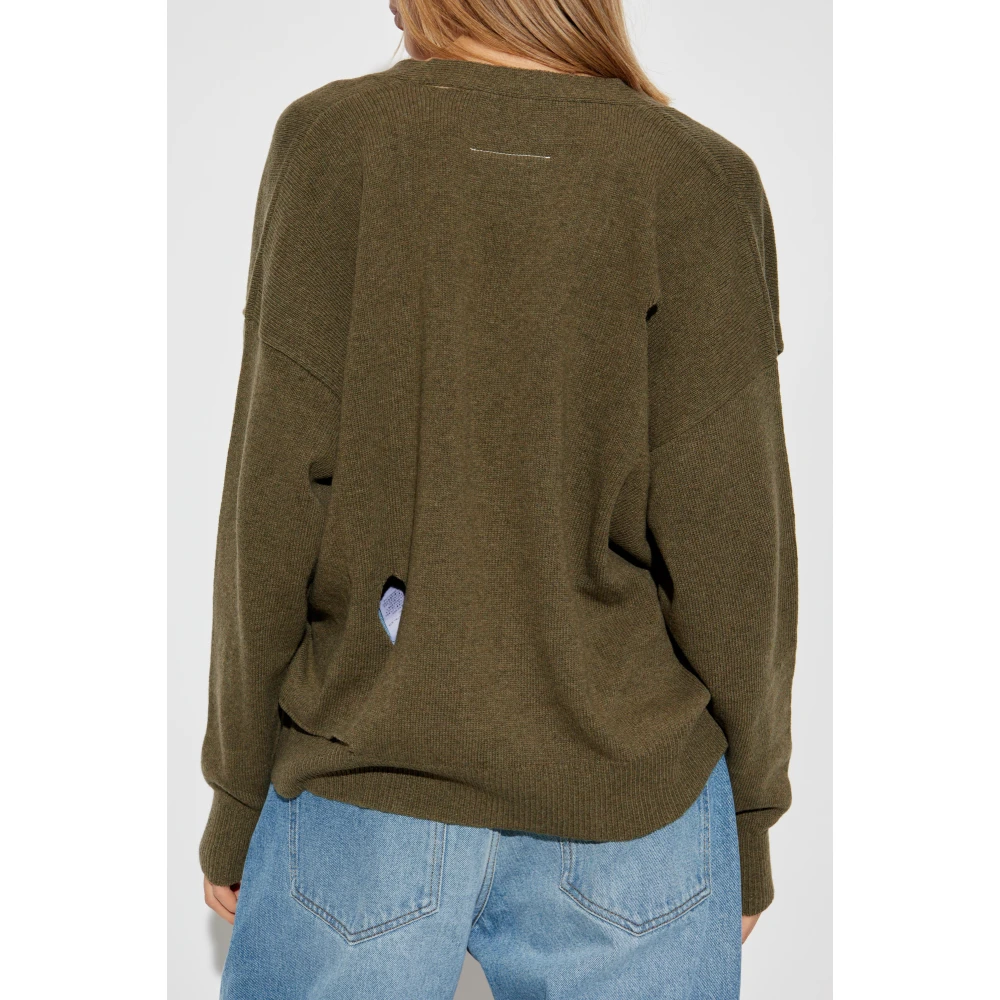 MM6 Maison Margiela Vest met decoratieve uitsparingen Green Dames