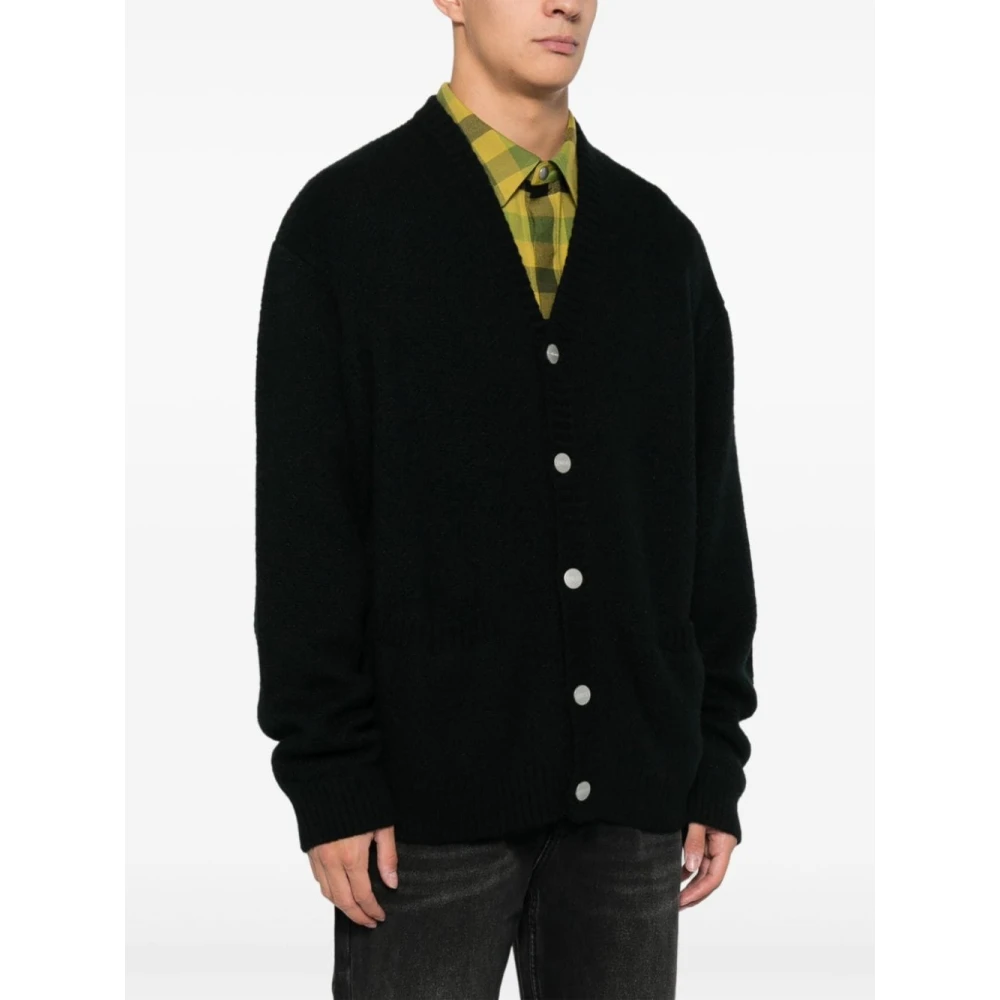 Carhartt WIP Geborstelde Gebreide Vest met Vlaglabel Black Heren