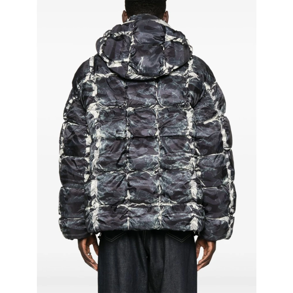 Diesel Camouflage Hooded Pufferjas Gray Heren