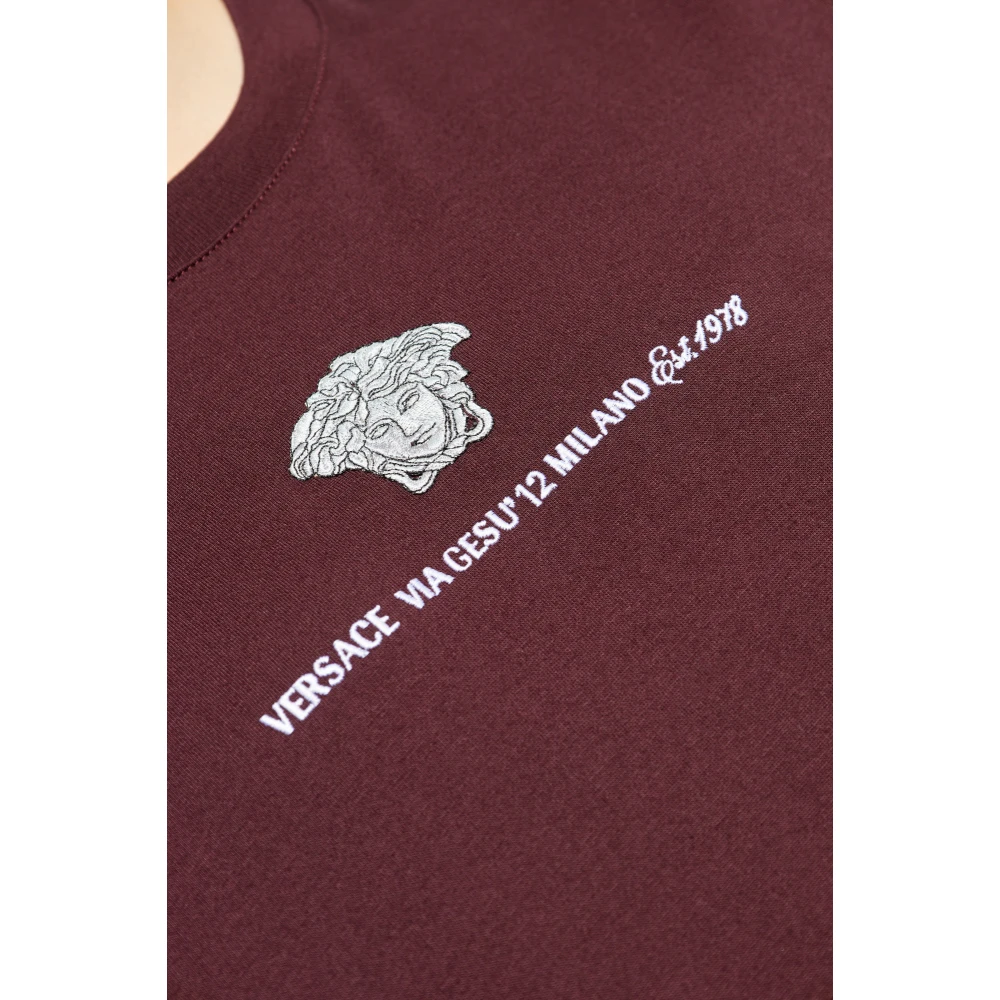 Versace T-shirt met geborduurd logo Red Heren
