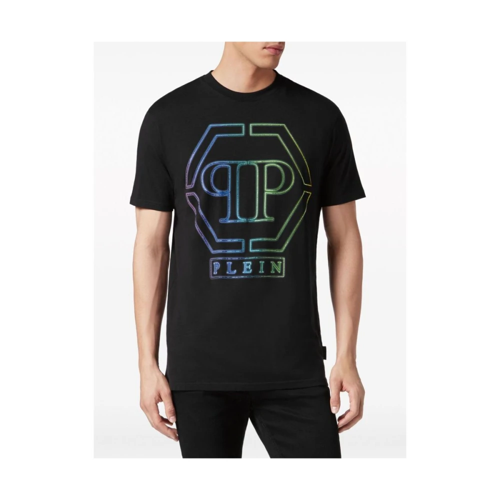 Philipp Plein Hexagon Logo Rhinestone T-Shirt Black Heren