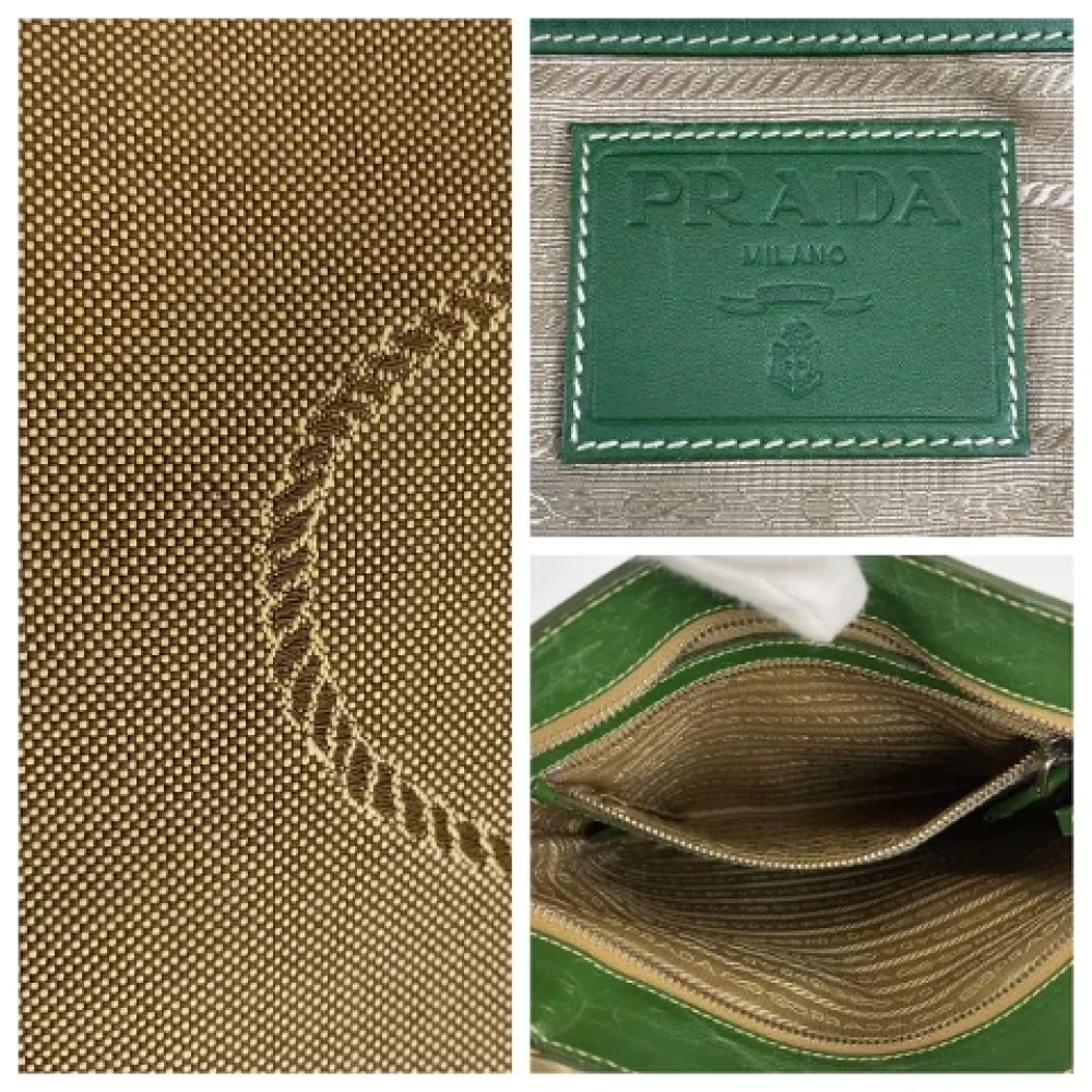 Prada Vintage Pre-owned Canvas prada-bags Beige Dames
