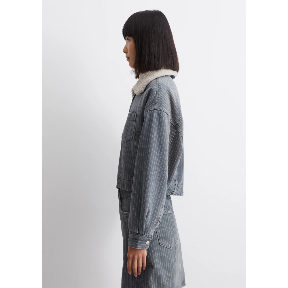 Marc O'Polo Oversized spijkerjasje met teddykraag Gray Dames