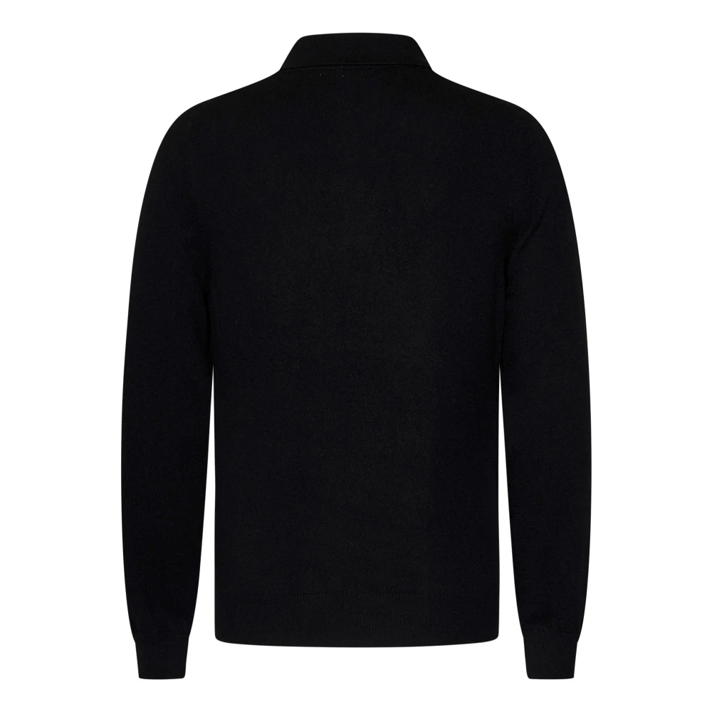 Malo Zwarte Kasjmier Gebreide Poloshirt Black Heren