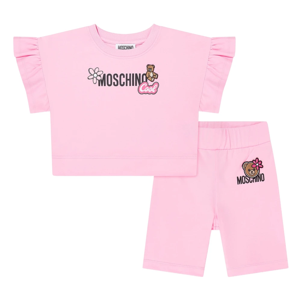 Moschino , Kids Sport Sets, Female, Pink, 12 Y, Teddy Bear Logo Short Set