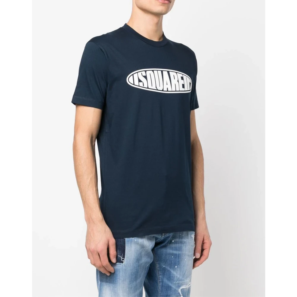 Dsquared2 Blauw Surf Board Logo T-Shirt Blue Heren