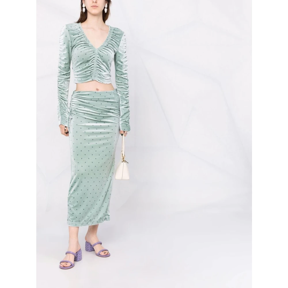 Rotate Birger Christensen Groene blouse met V-hals Green Dames