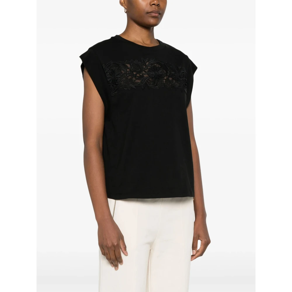 Twinset Kanten Inzet T-Shirt Black Dames