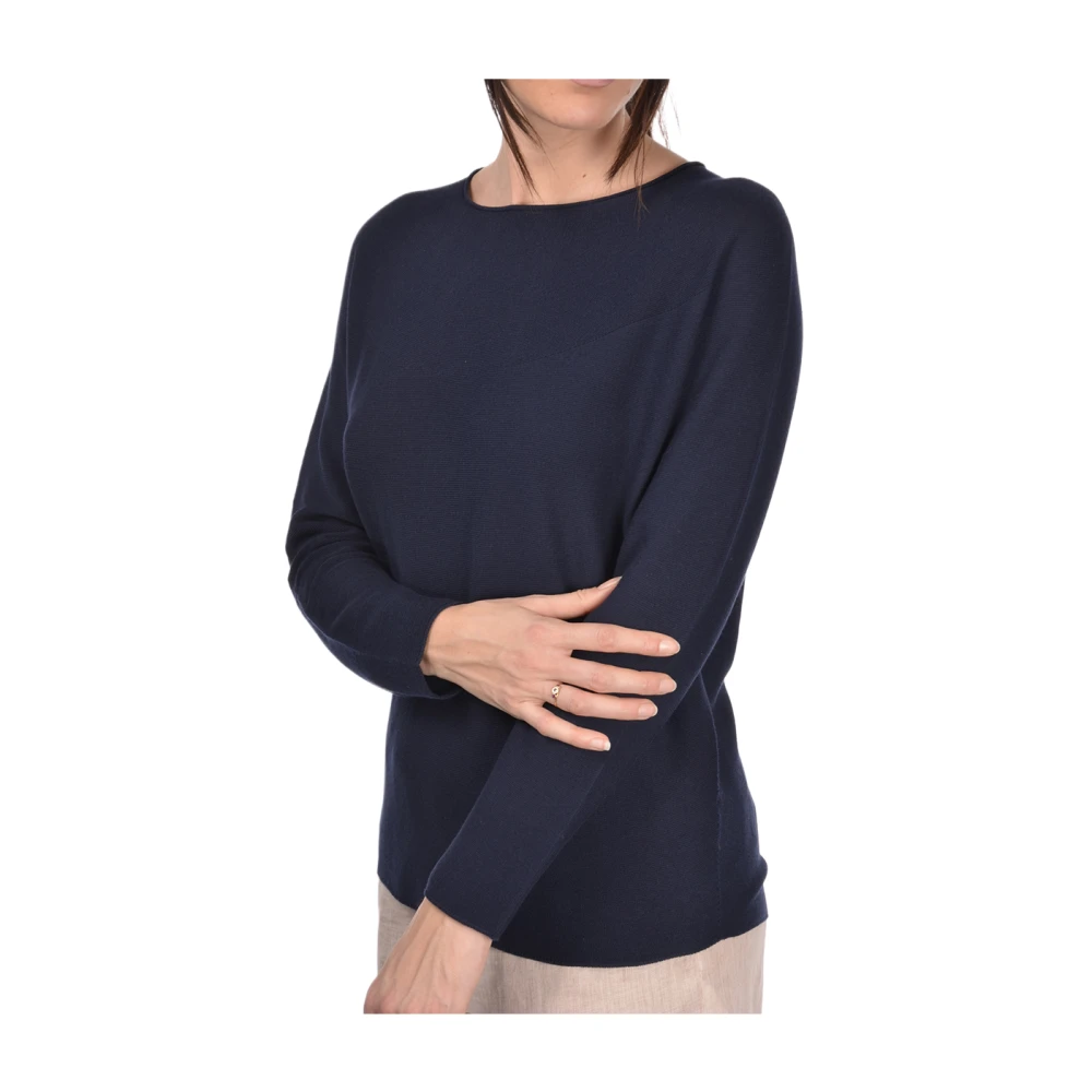Gran Sasso Long Sleeve Crewneck Gebreide Trui Blue Dames