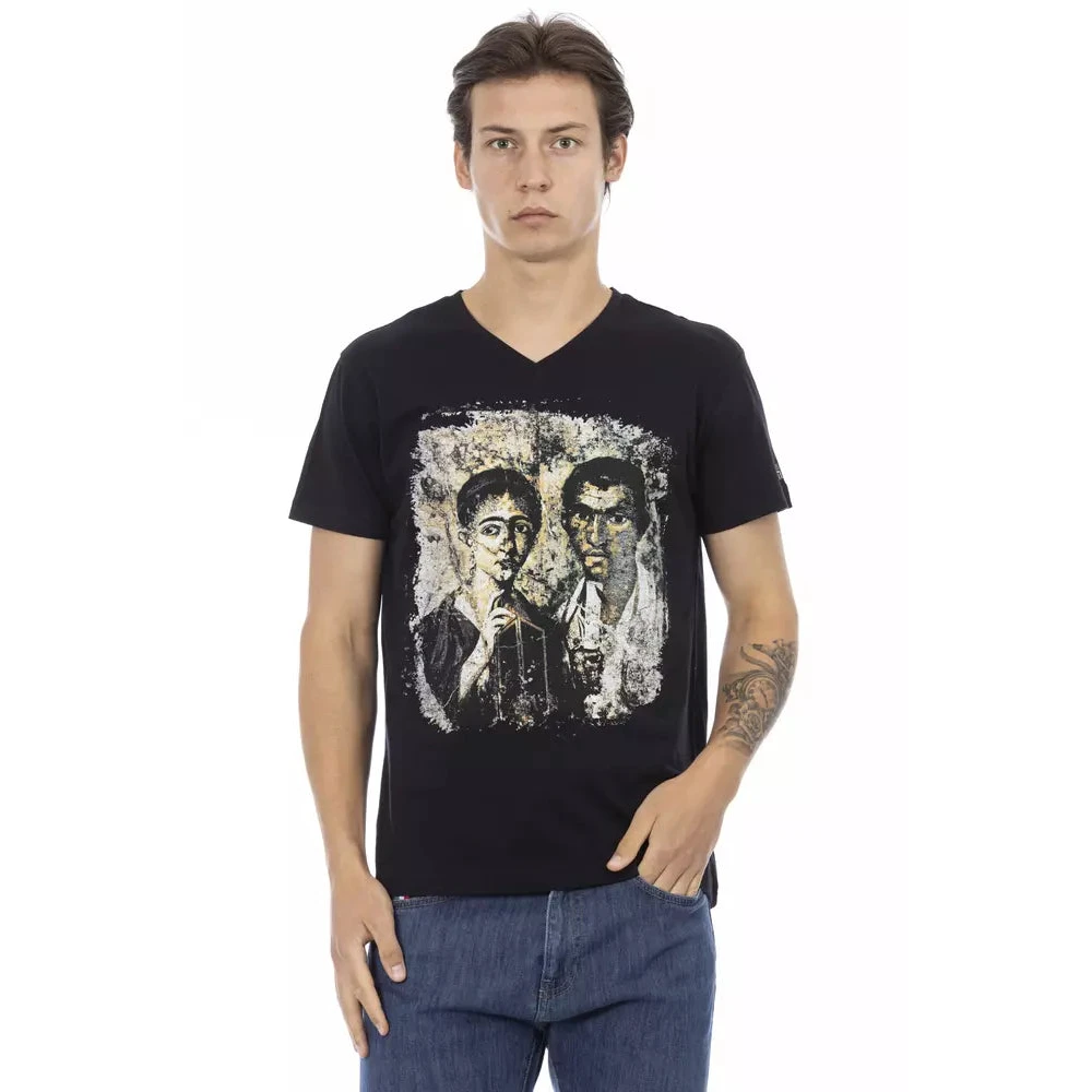 Trussardi Mannelijk Zwart Tops Heren, Xl, Katoen, Action Katoenen T-Shirt