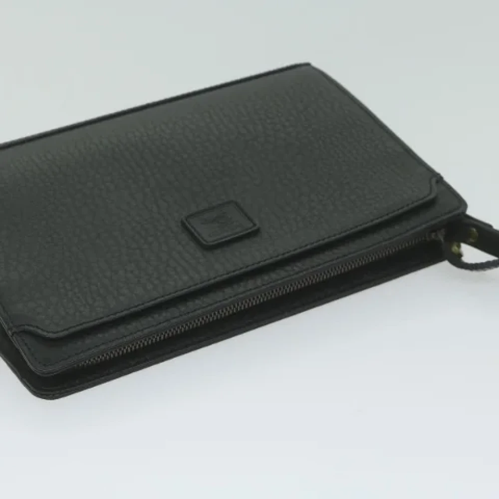 Burberry Vintage Pre-owned Leather clutches Black Dames