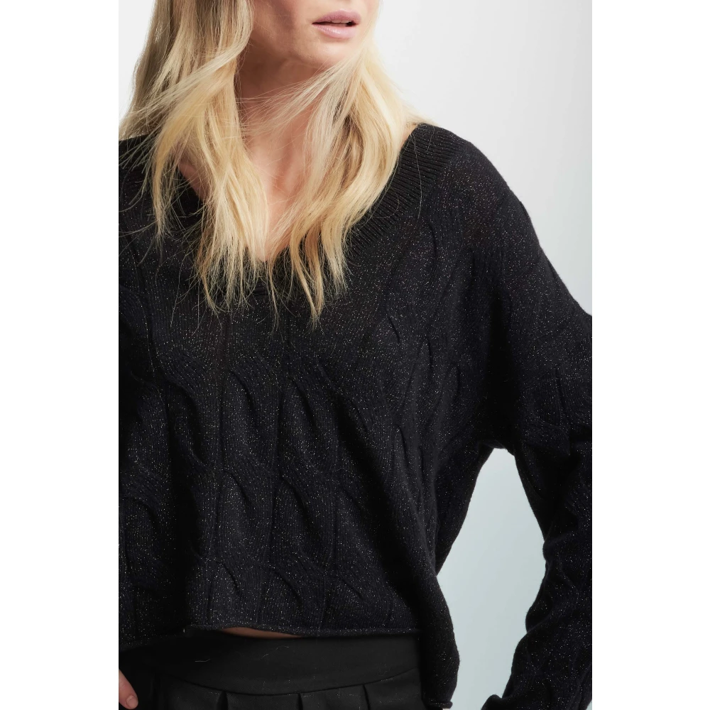 Kocca V-hals Kabeltrui Black Dames