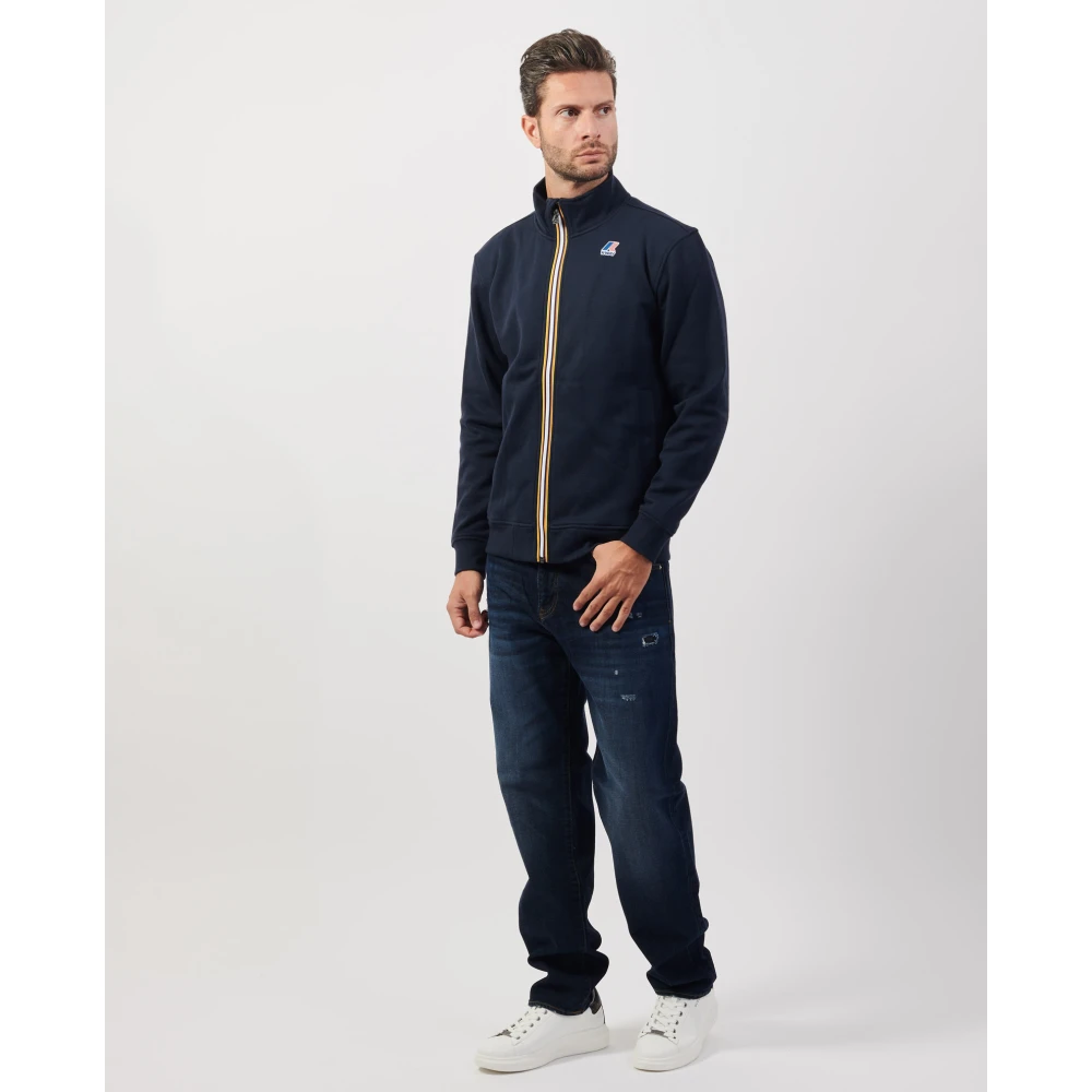 K-way Blauwe Sportieve Trui met Ritssluiting Blue Heren