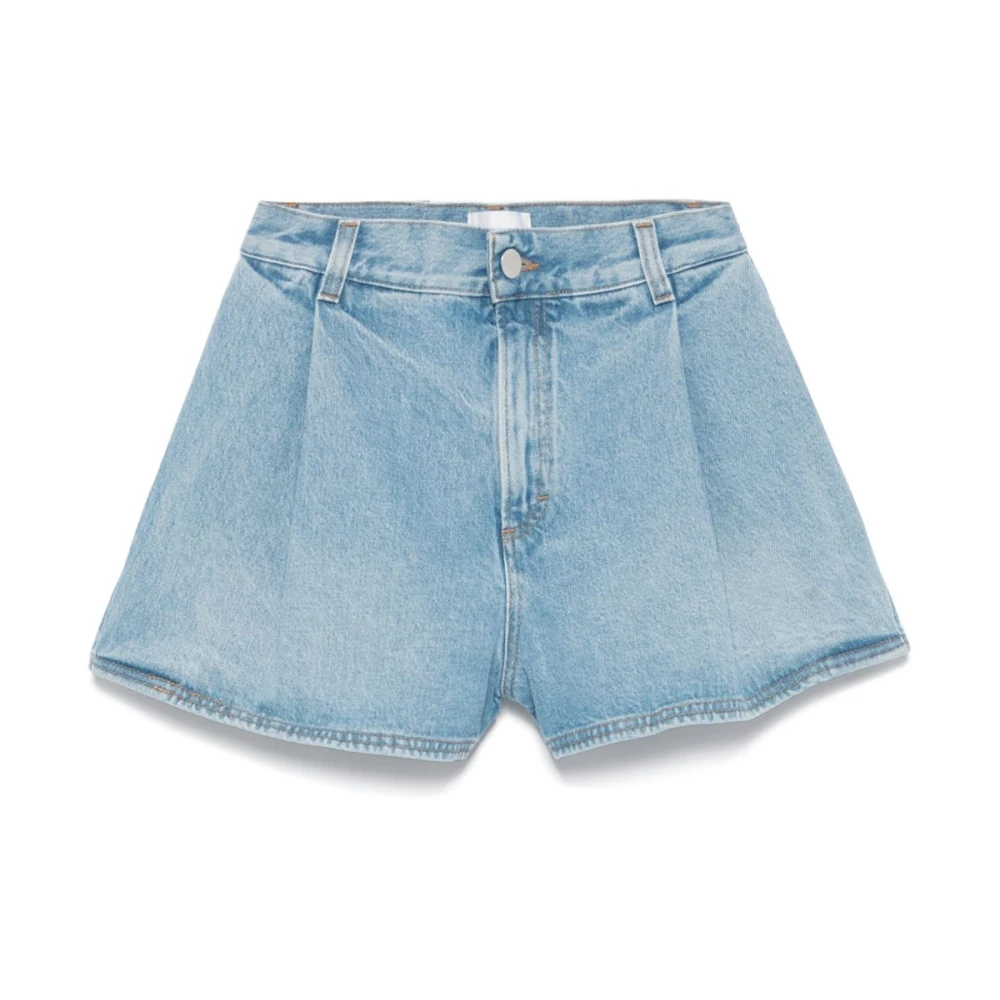 Haikure Lichtblauwe Denim Shorts met Geplooide Details Blue Dames