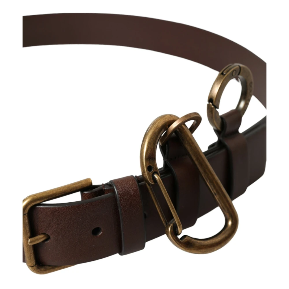 Dolce & Gabbana Luxe Leren Riem met Metalen Gesp Brown Heren