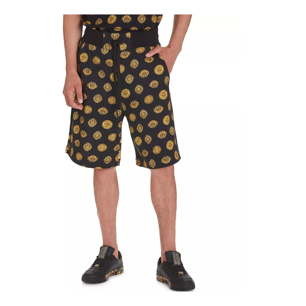 Versace Jeans Couture Zwarte Katoenen Shorts Ss22 Black Heren