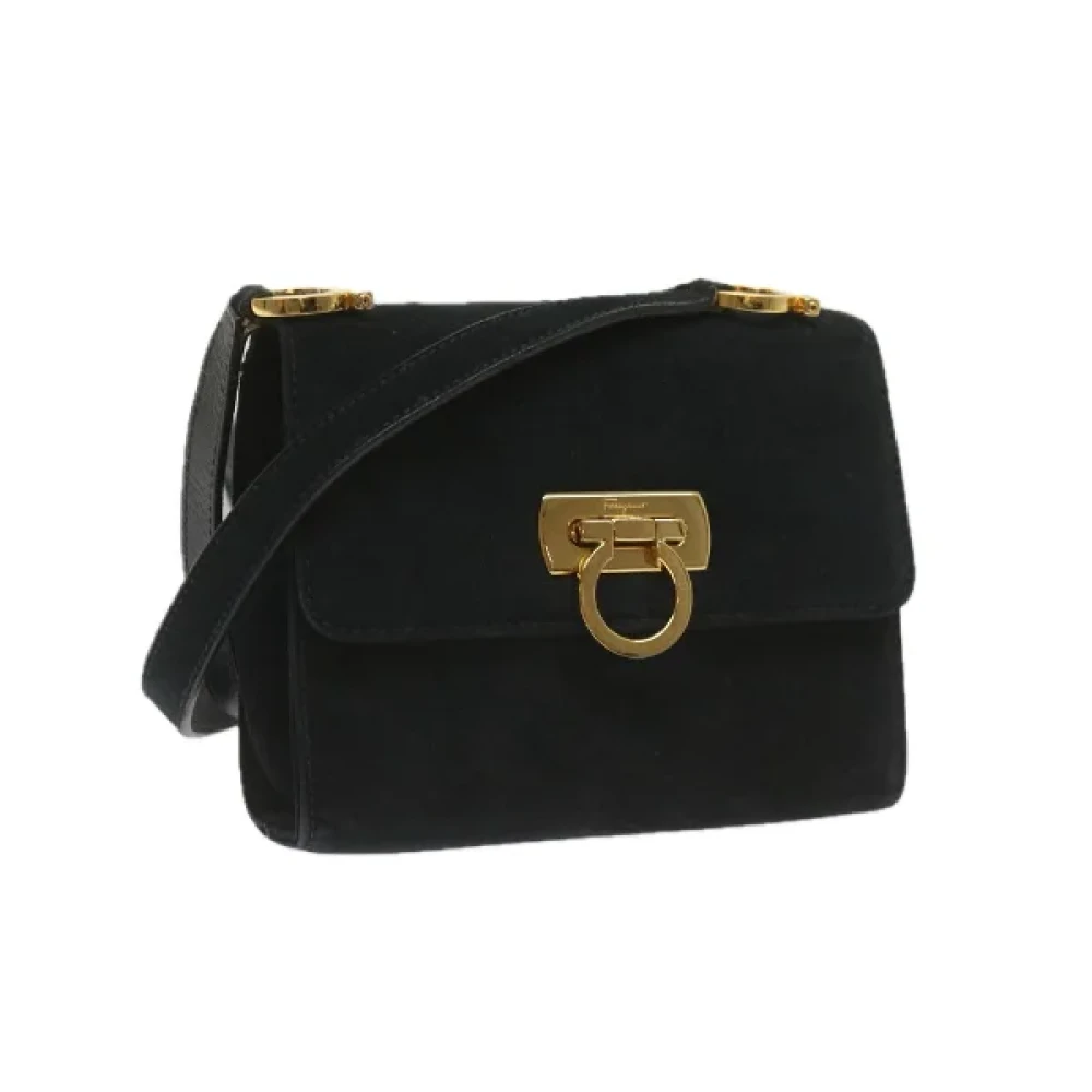 Salvatore Ferragamo Pre-owned Suede shoulder-bags Black Dames