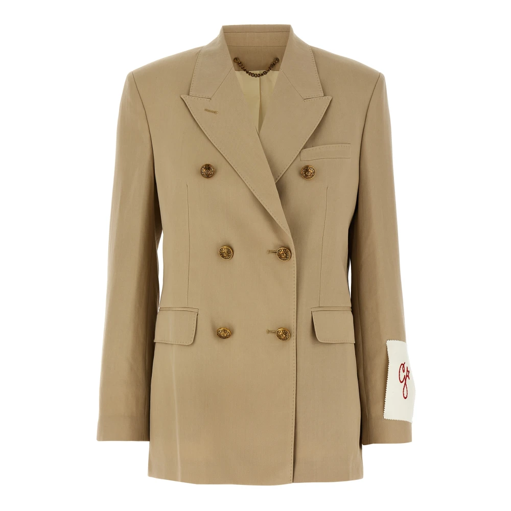 Golden Goose Women's Gold Double-Breasted Blazer With Heraldic Buttons