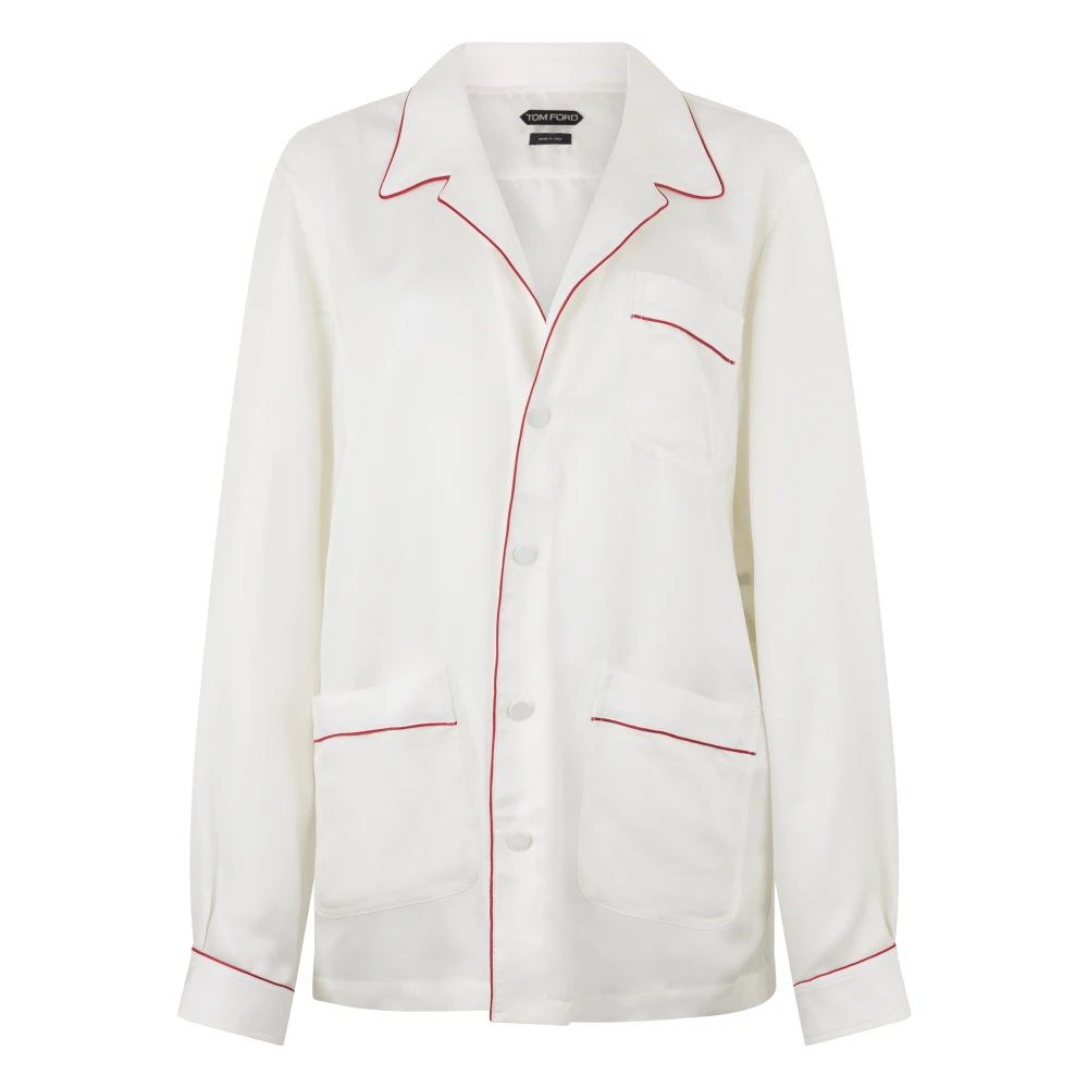 Tom Ford Women's White Silk Twill Pj Shirt - Pyjamas - S - Nightwear & Lounge