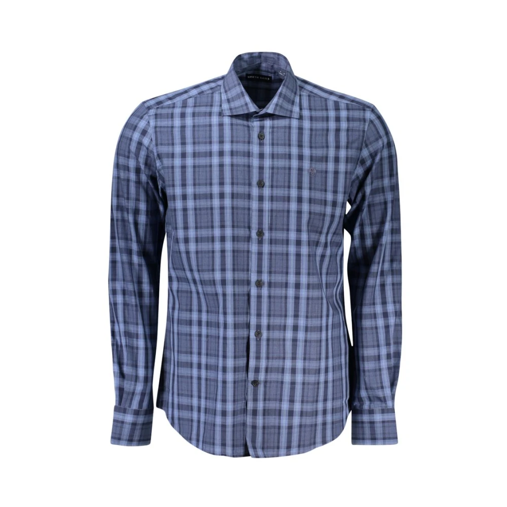 North Sails Blauw katoenen overhemd met ruitpatroon Blue Heren
