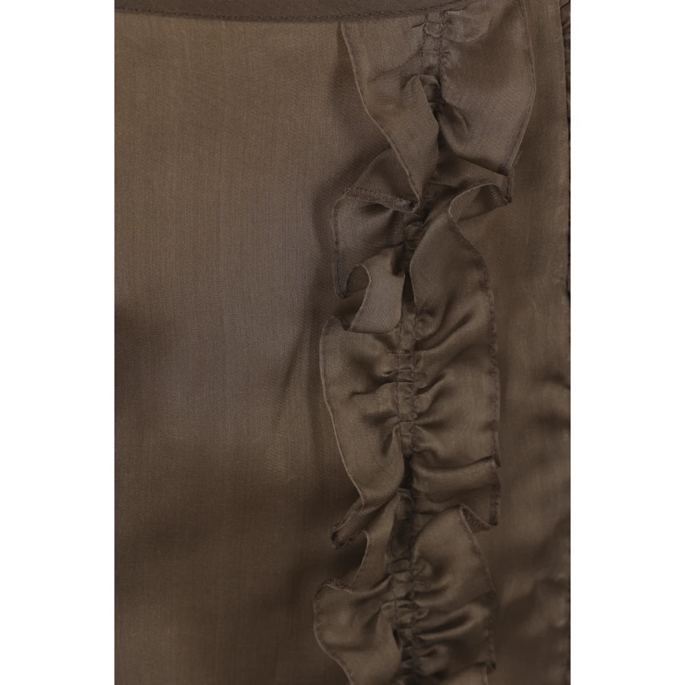 Cecilie Bahnsen Bruine Zijden Organza Midi Rok Brown Dames