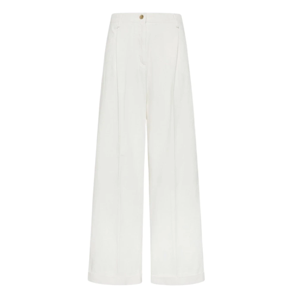 Momoni Sculpturale Wide Leg Denim Broek White Dames