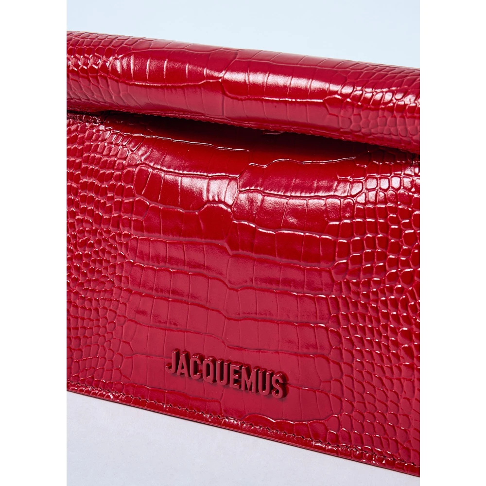 Jacquemus Geometrische Krokodil-geprinte Clutch Tas Red Dames