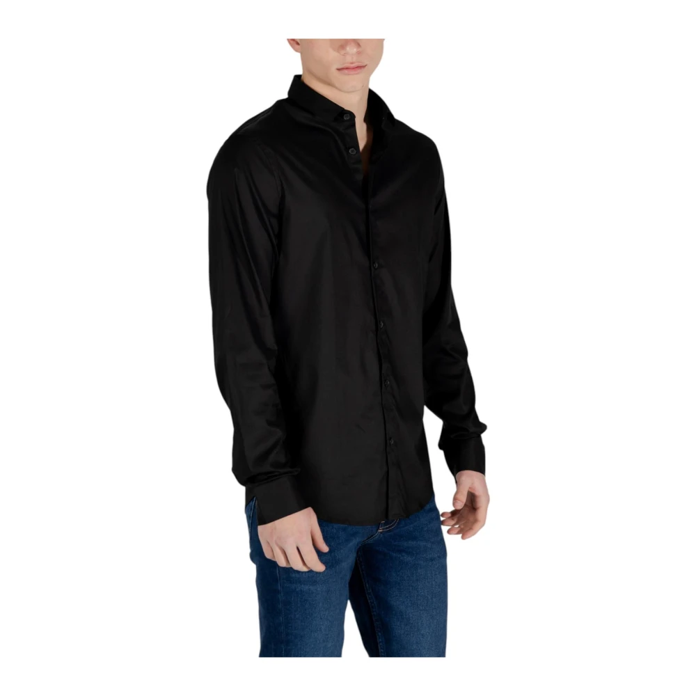 Armani Exchange Overhemd met lange mouwen Black Heren