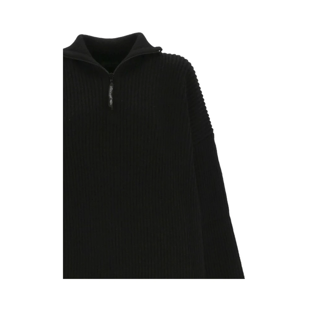 Balenciaga Zwarte Gebreide Poncho met Halve Rits en Hoge Kraag Black Dames