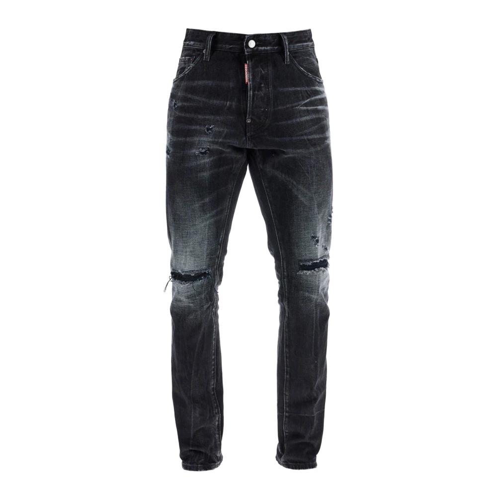Dsquared2 Zwarte Vintage Katoenen Slim Fit Jeans Black Heren