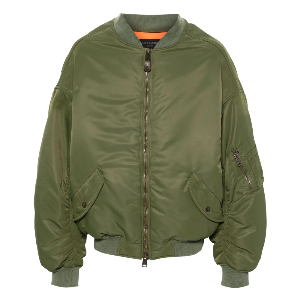 Balenciaga Distressed Finish Gewatteerde Bomberjack Green Heren