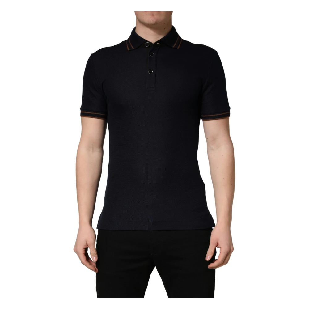 Dolce & Gabbana Men's Blue Silk Polo T-Shirt - Polo Shirts - S - Tops