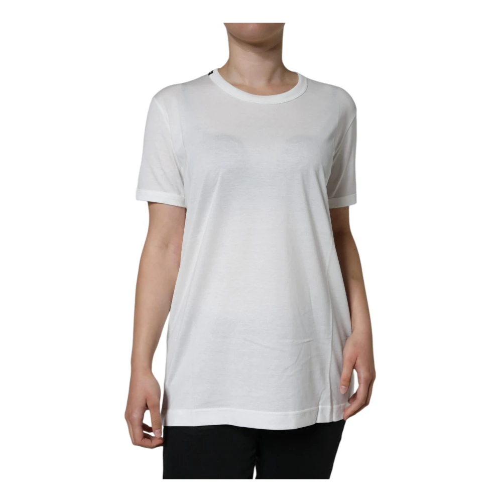 Dolce & Gabbana Witte Katoenen Crew Neck T-shirt White Dames