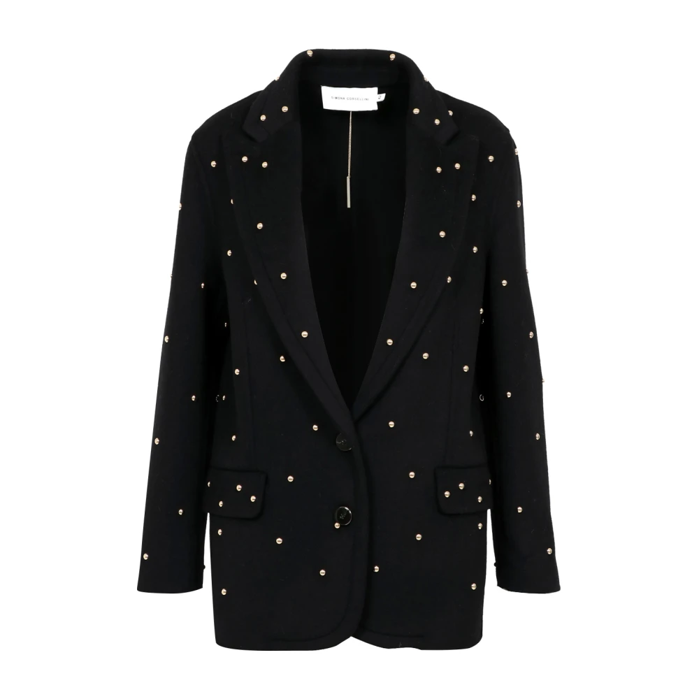 Simona Corsellini Studded wollen blend blazer Black Dames