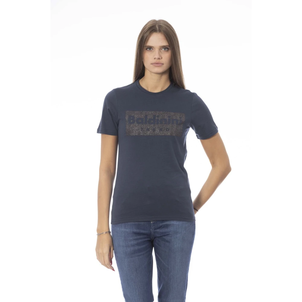 Baldinini Trendy T-shirt met voorprint Blue Dames